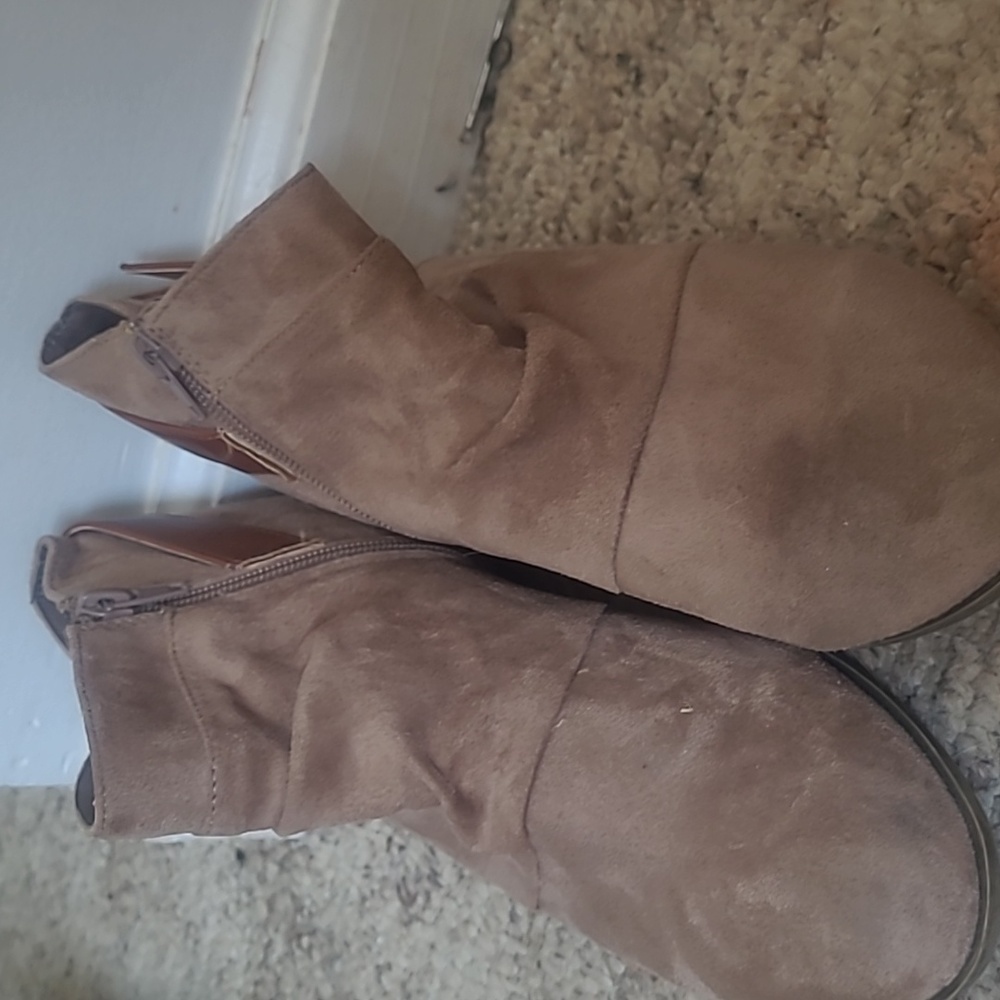 Brown suade booties